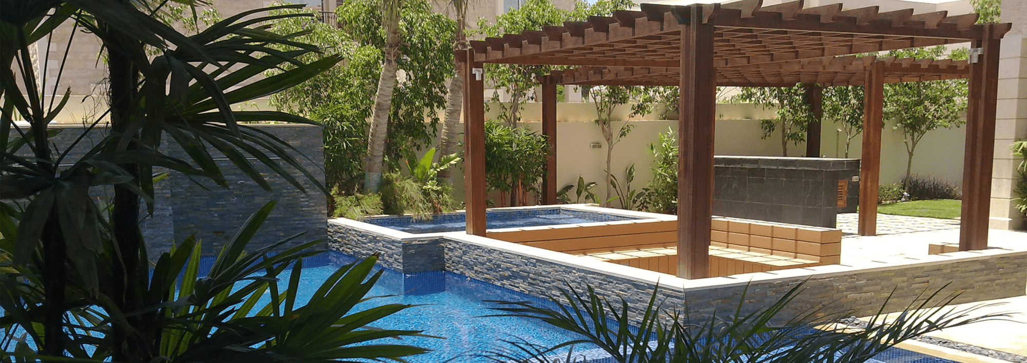 One of Asali's projects, showing an outdoor pool of a villa